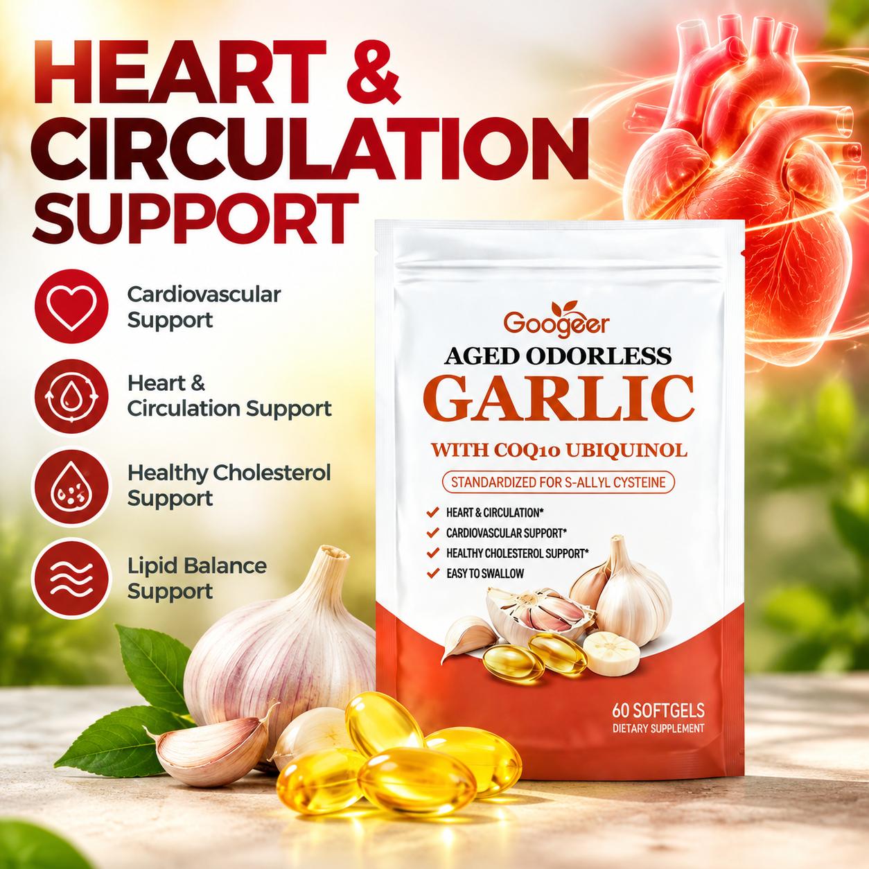 Coq10 Ubiquinol Softgel - Gélules molles d'ail sans odeur, vieillies,