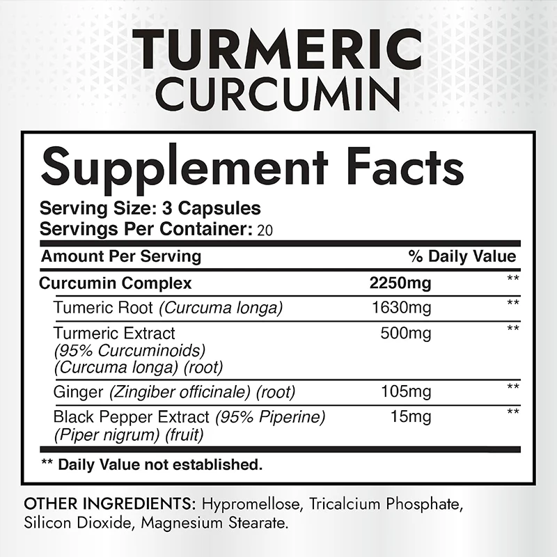Curcuma et curcumine 2250 mg,  - Turmeric Curcumin Capsule avis et prix
