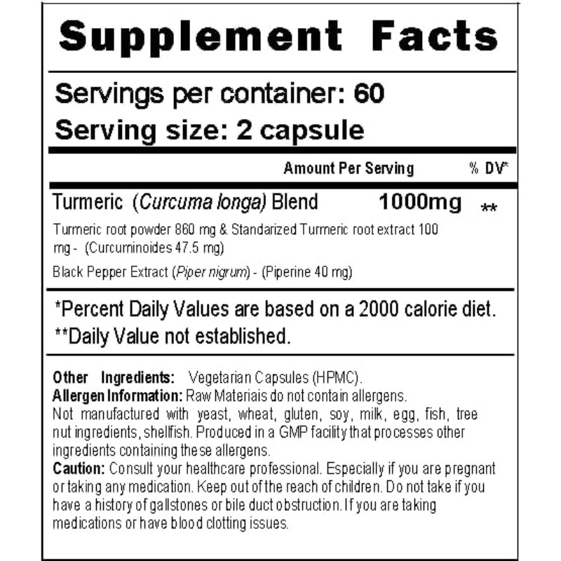 Capsules de curcuma 1000 mg co - Turmeric Curcumin Capsule avis et prix